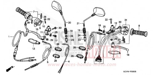 LEVIER DE GUIDON/COMMUTATEUR/CABLE (1) CG125W de 1998